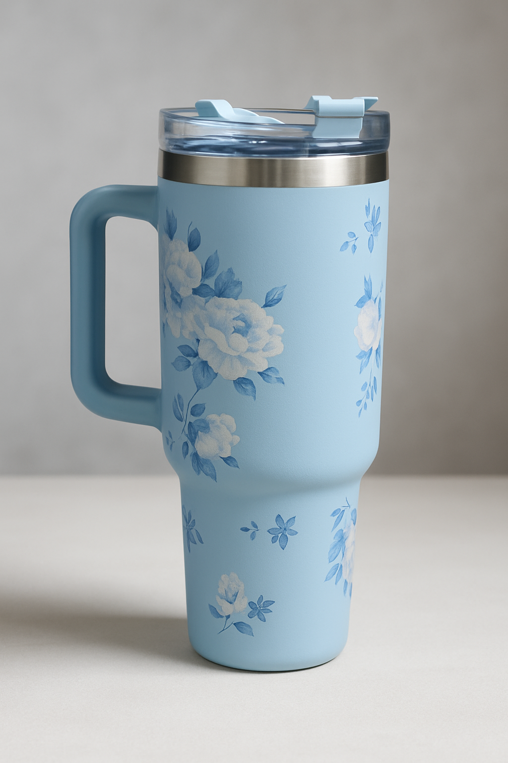 Floral printed Tumbler Blue